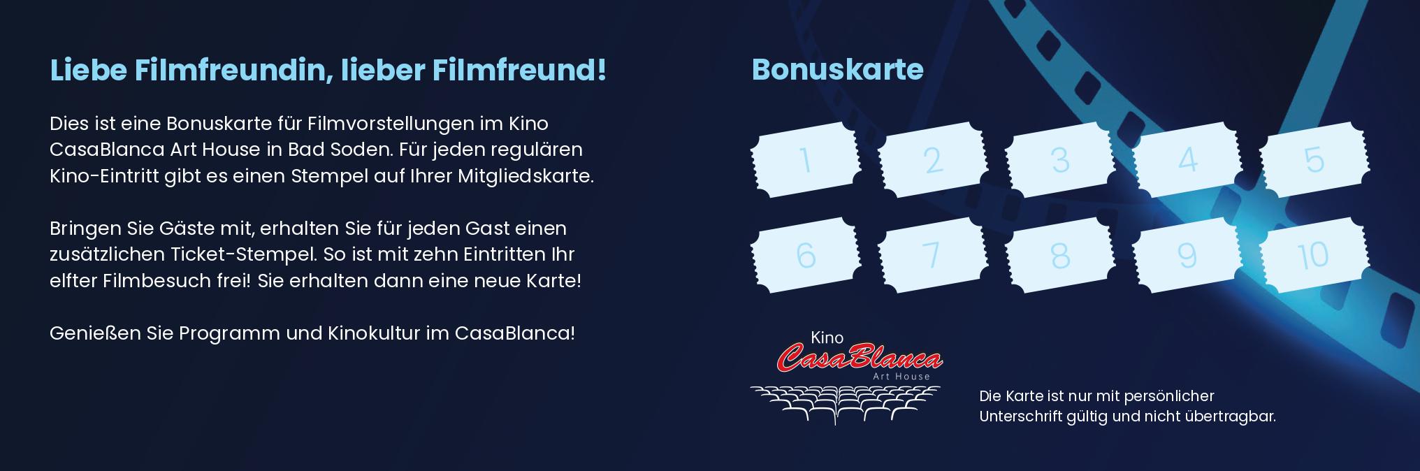 Bonuskarte, Rückseite mit Stempelfeldern